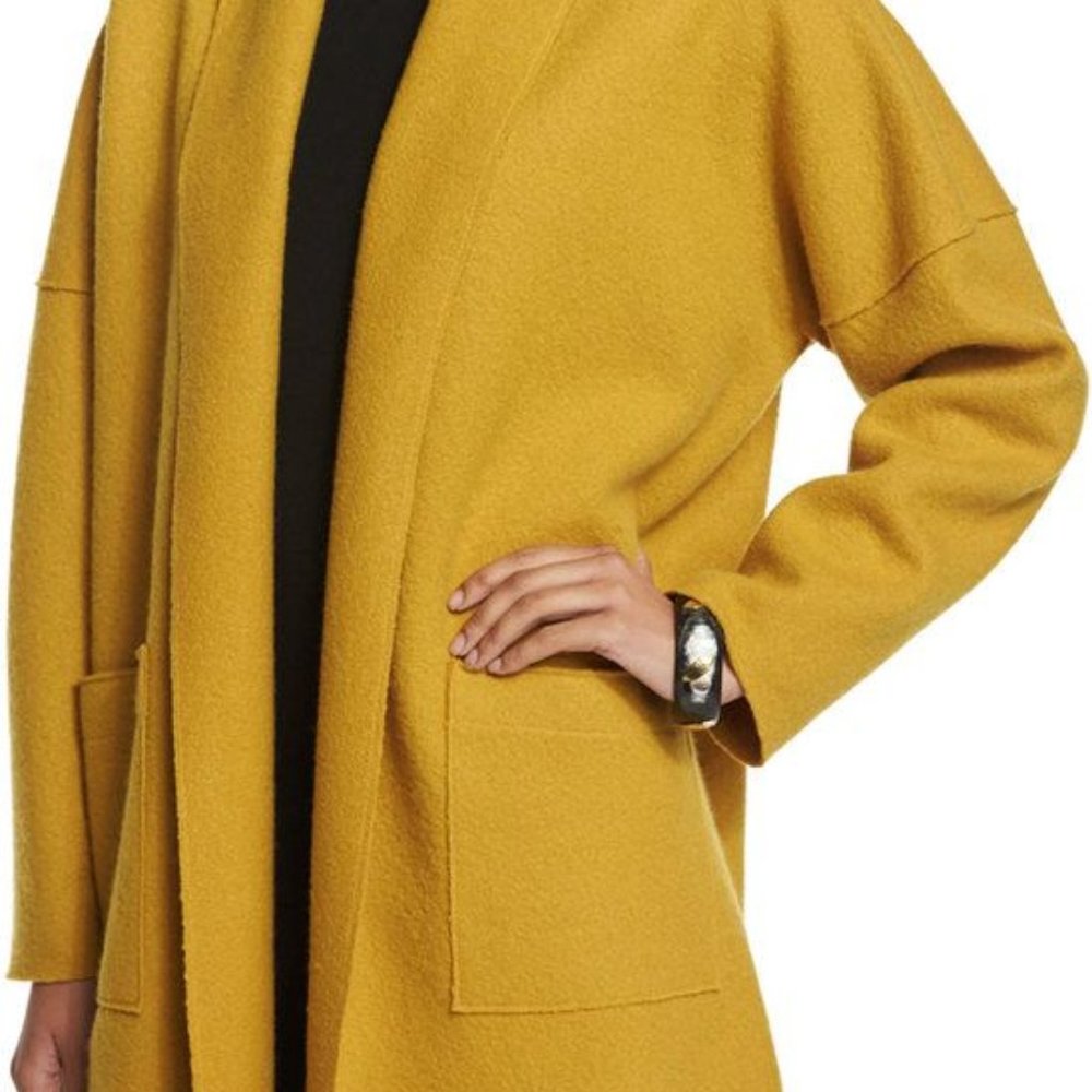EILEEN FISHER SHAWL COLLAR UNLINED LONG WOOL JACKET